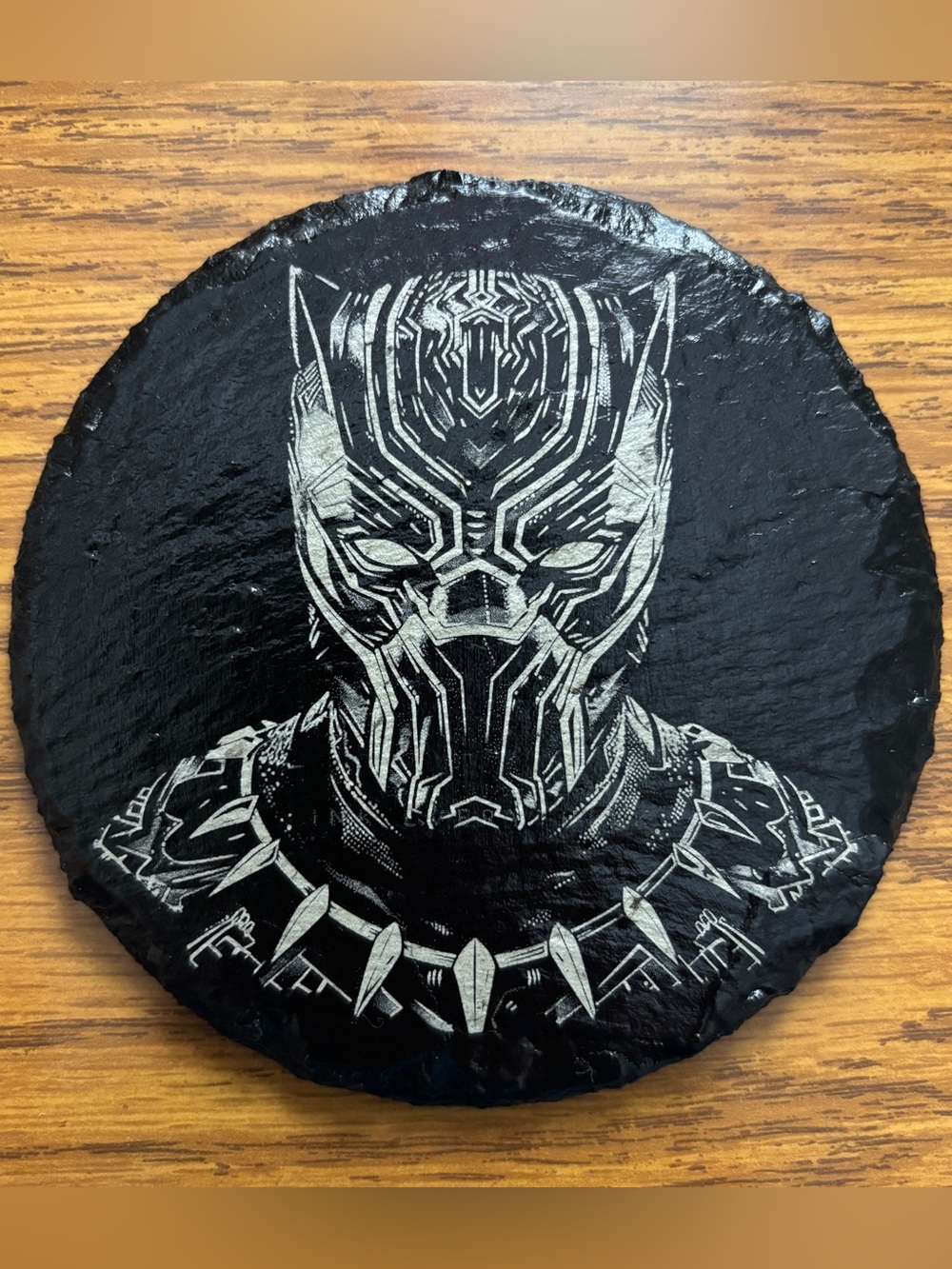 Black Panther Laser Engraved Painted Slate Coaster